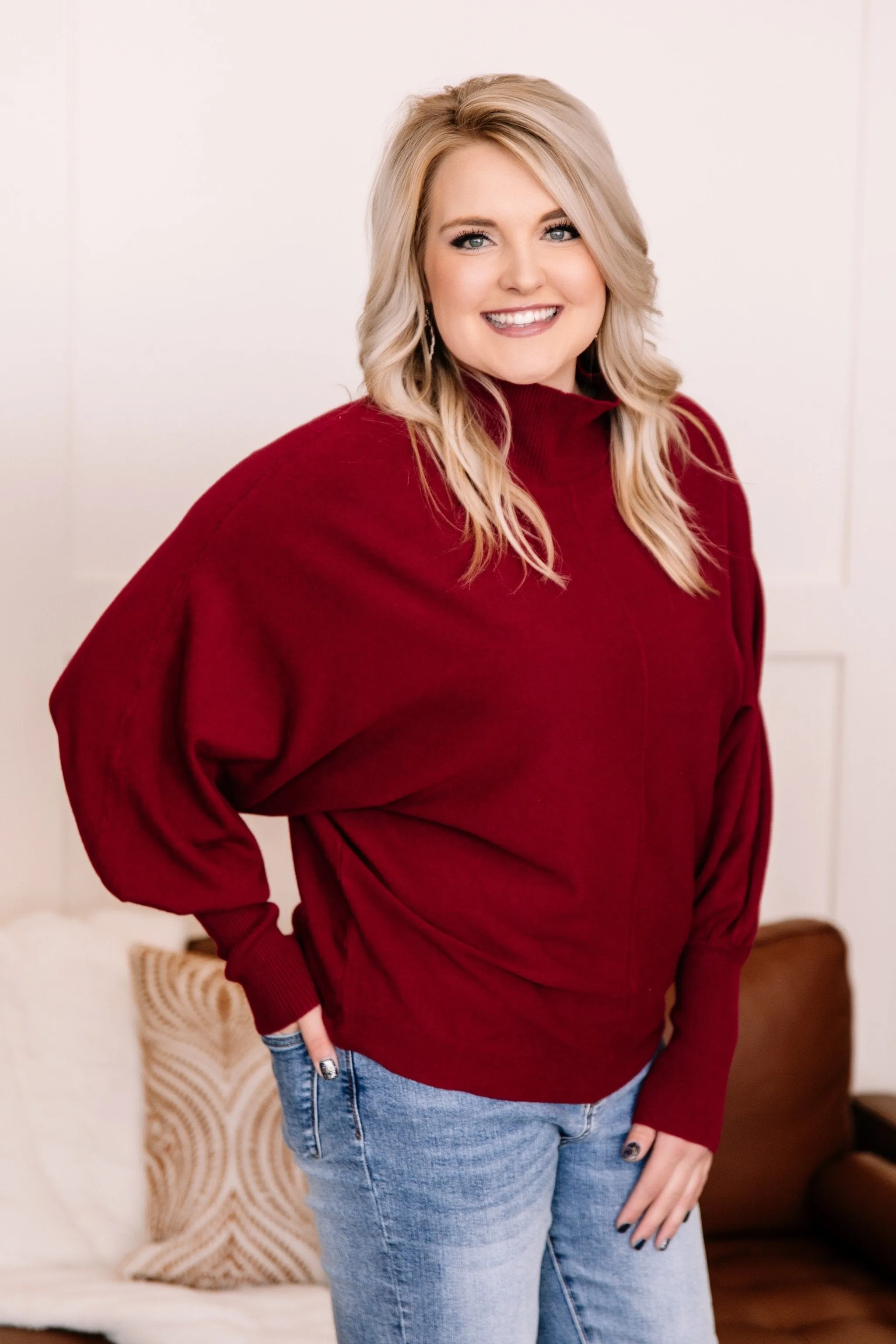 All Fired Up Turtleneck Sweater In Crimson