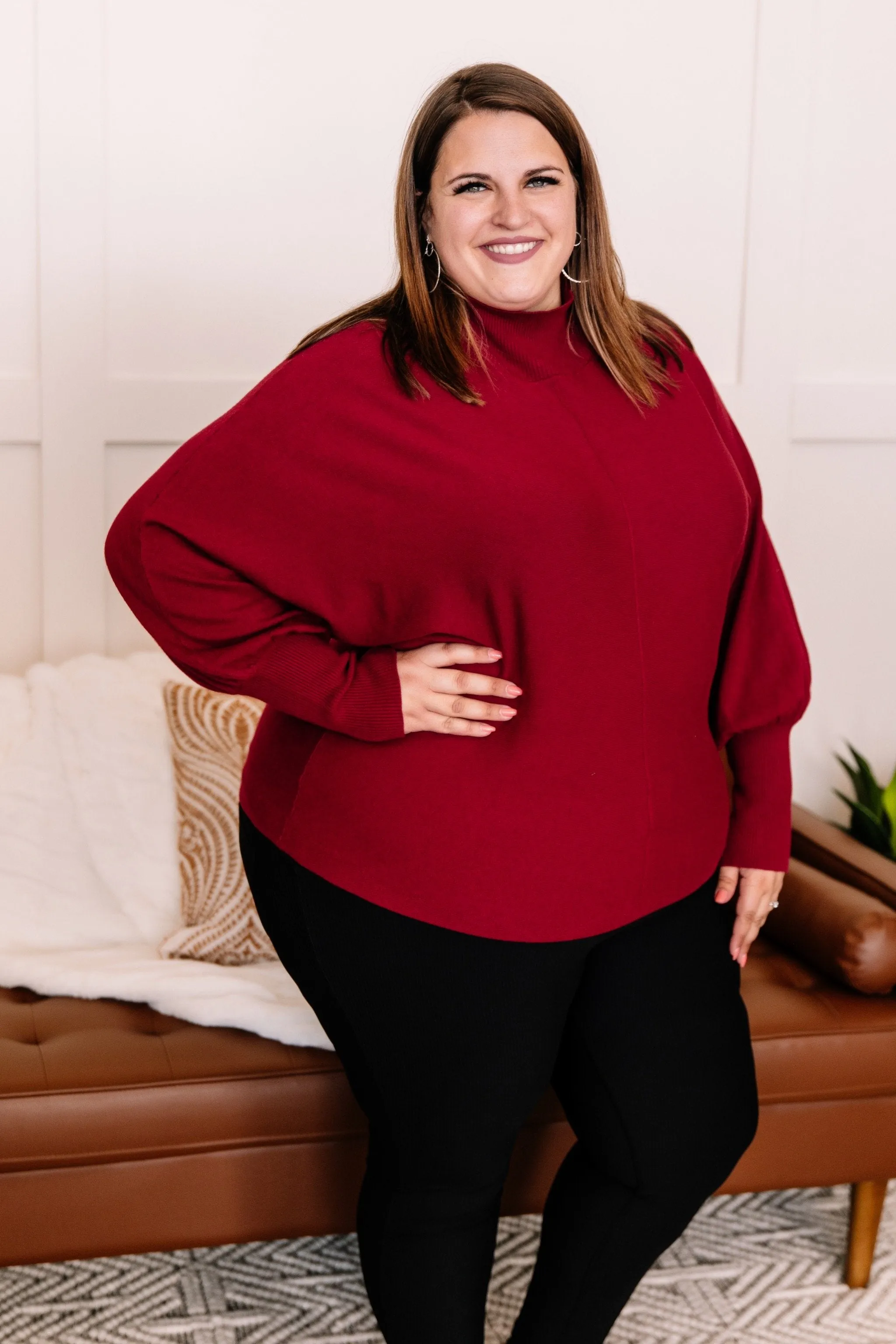 All Fired Up Turtleneck Sweater In Crimson