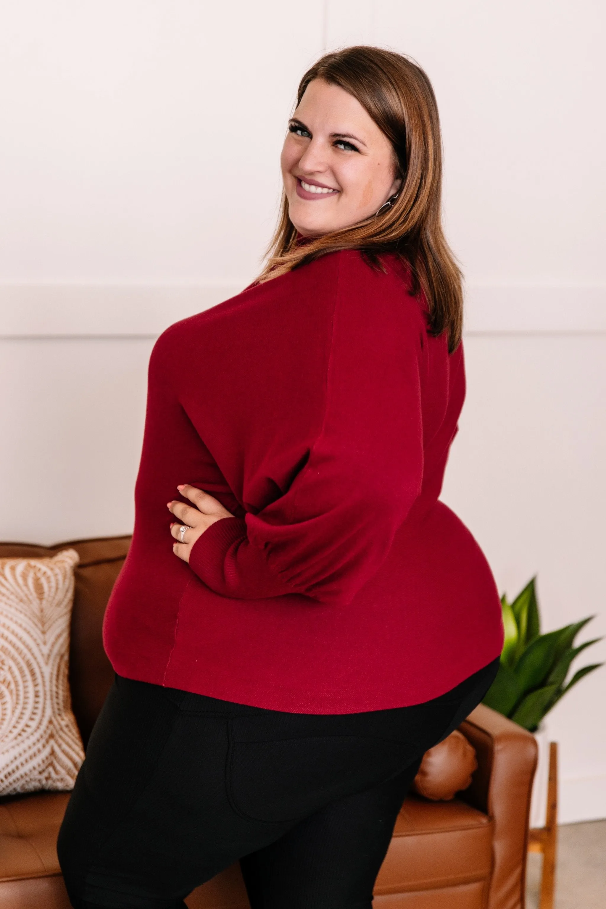 All Fired Up Turtleneck Sweater In Crimson