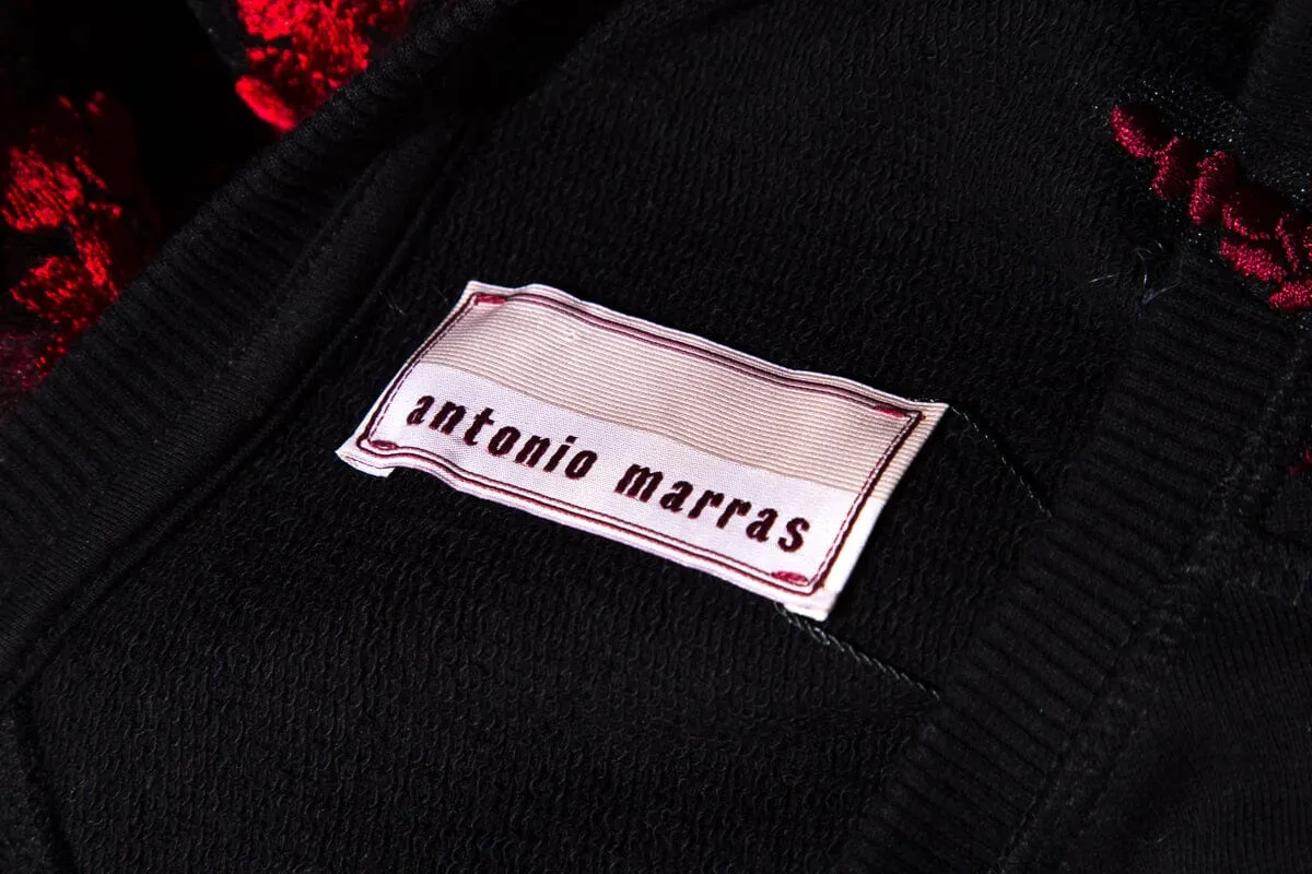 Antonio Marras Black & Red Embroidered Lace Sweatshirt Dress SZ 40