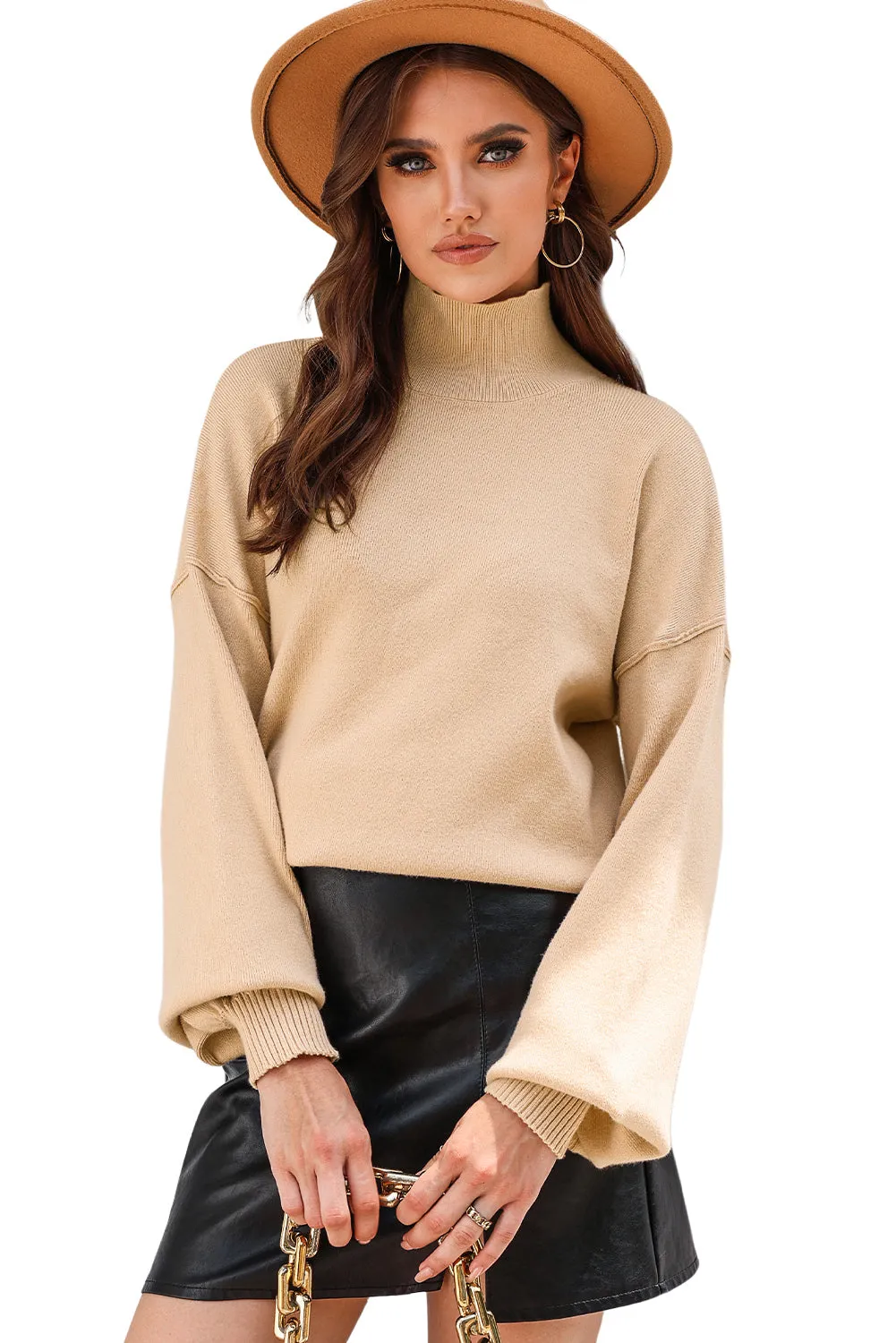 Apricot Noah Ribbed Knit Turtleneck Sweater - Blue