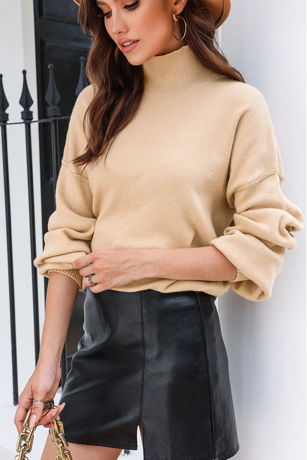 Apricot Noah Ribbed Knit Turtleneck Sweater - Blue