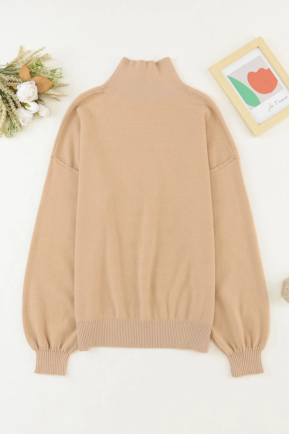 Apricot Noah Ribbed Knit Turtleneck Sweater - Blue