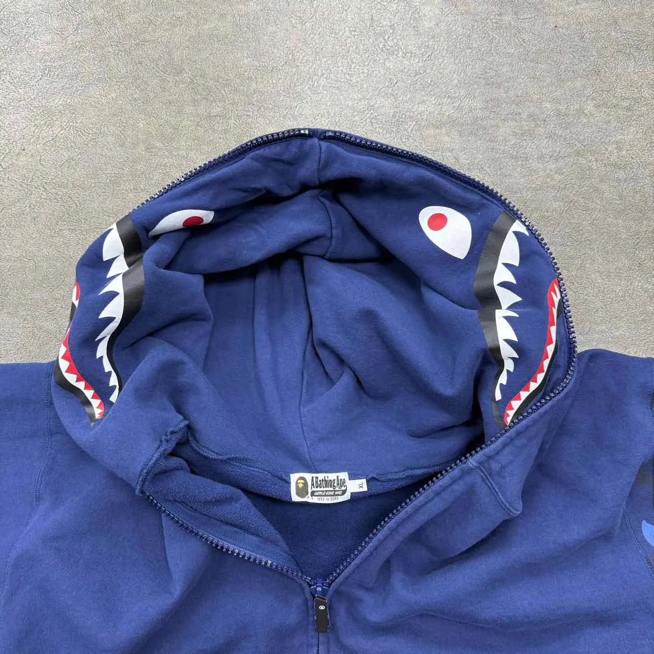 Bape Zip Up "GIANT SHARK" Blue Used Size XL