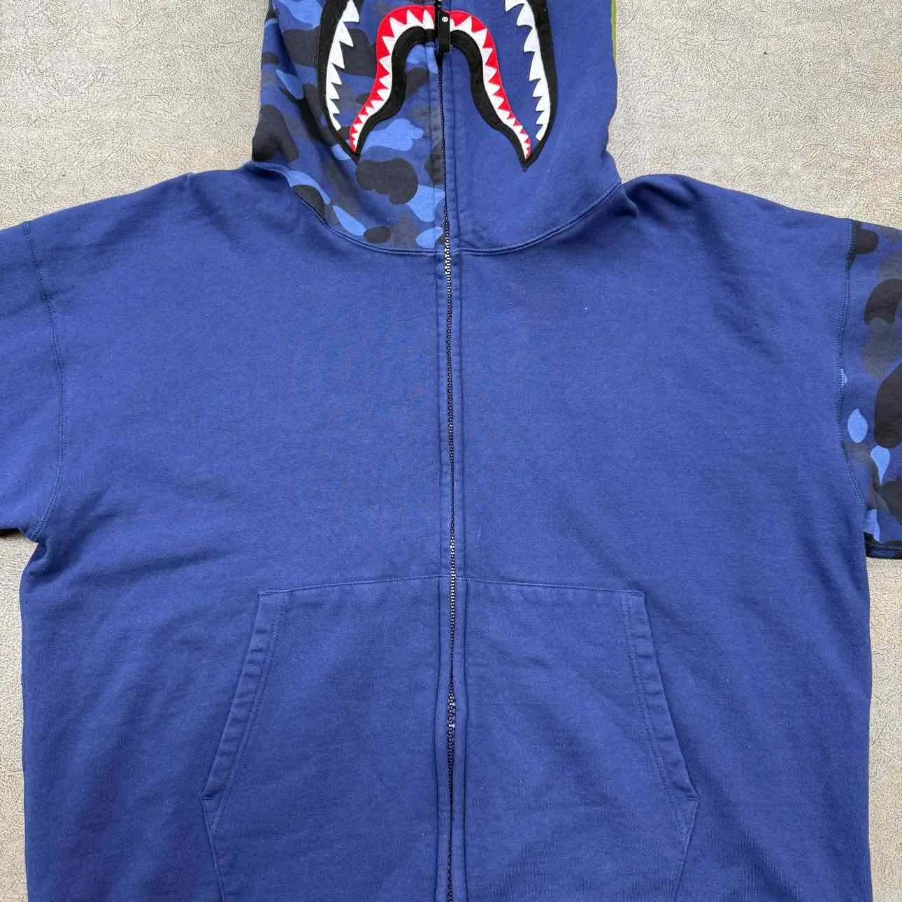 Bape Zip Up "GIANT SHARK" Blue Used Size XL