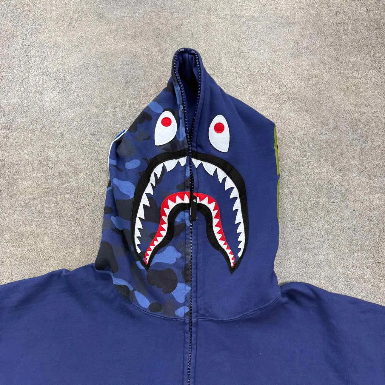 Bape Zip Up "GIANT SHARK" Blue Used Size XL