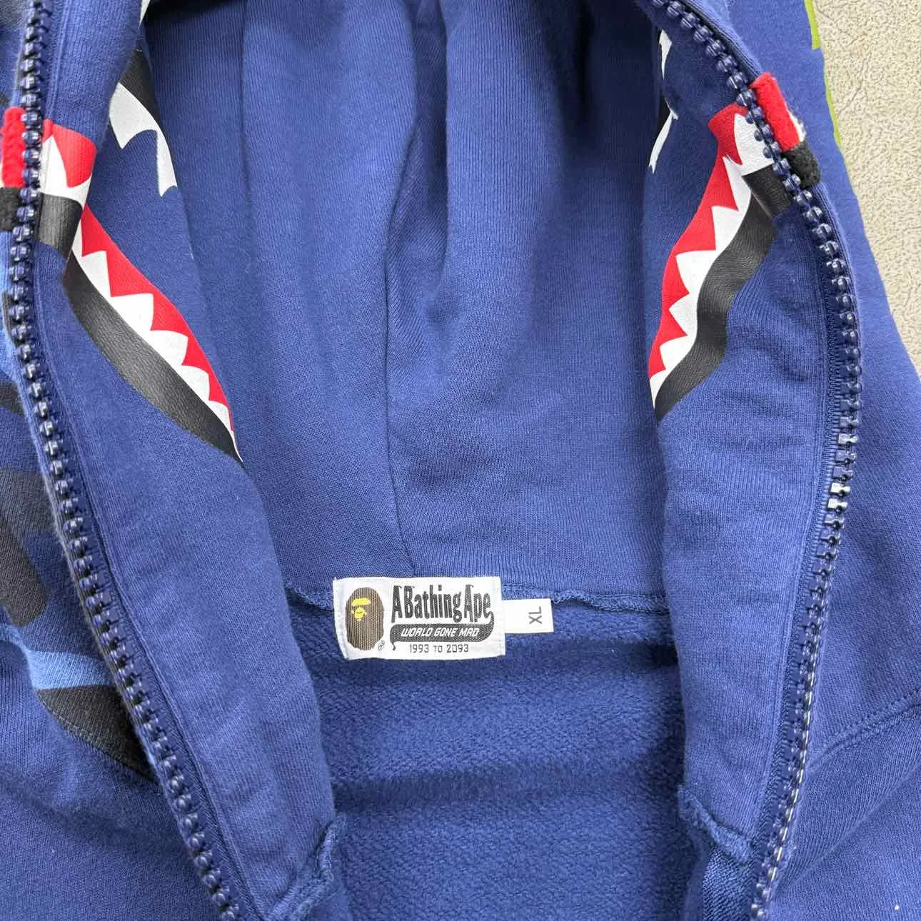 Bape Zip Up "GIANT SHARK" Blue Used Size XL