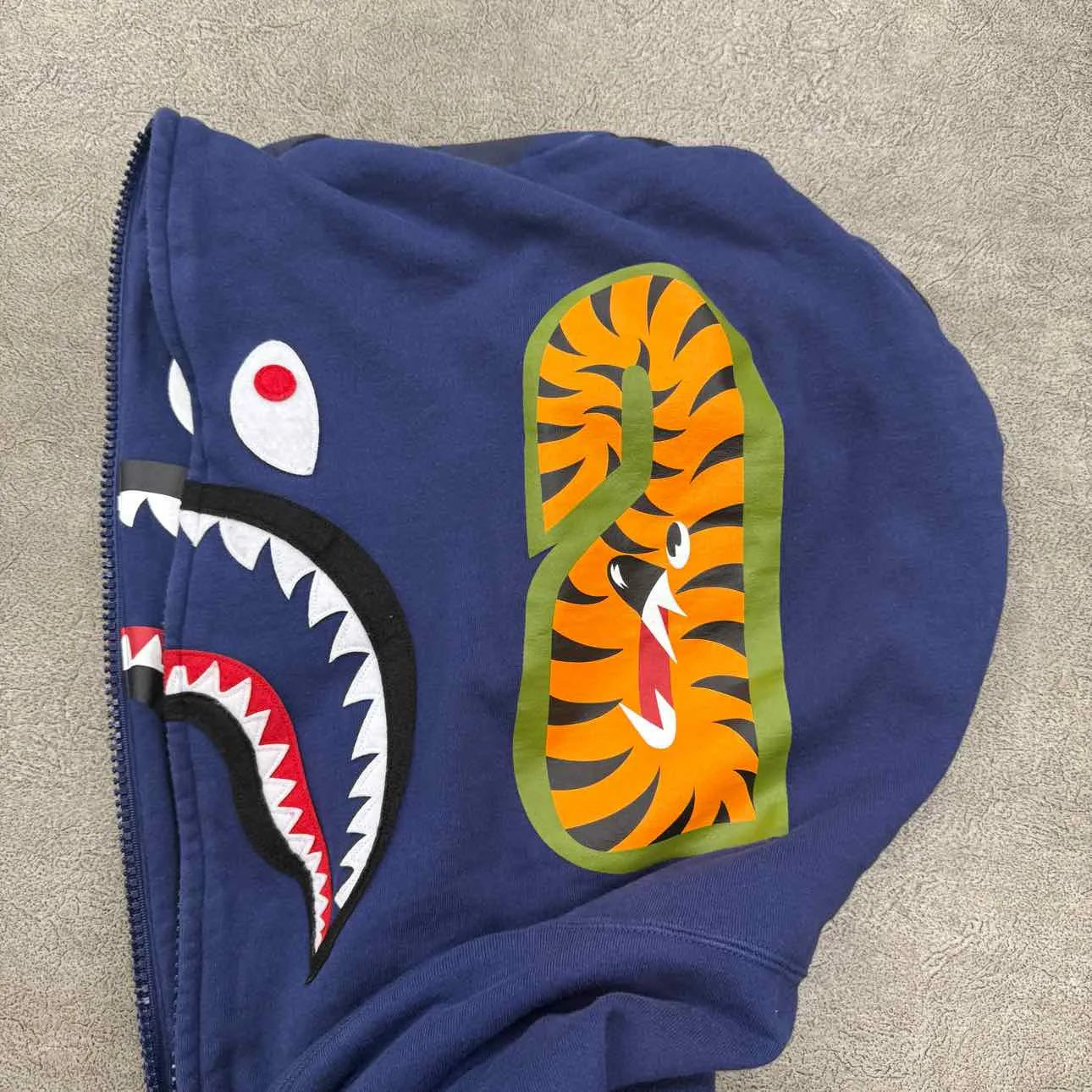 Bape Zip Up "GIANT SHARK" Blue Used Size XL