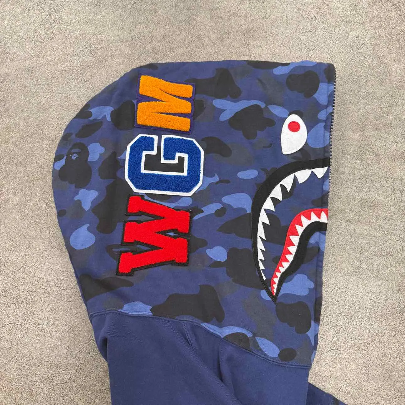 Bape Zip Up "GIANT SHARK" Blue Used Size XL