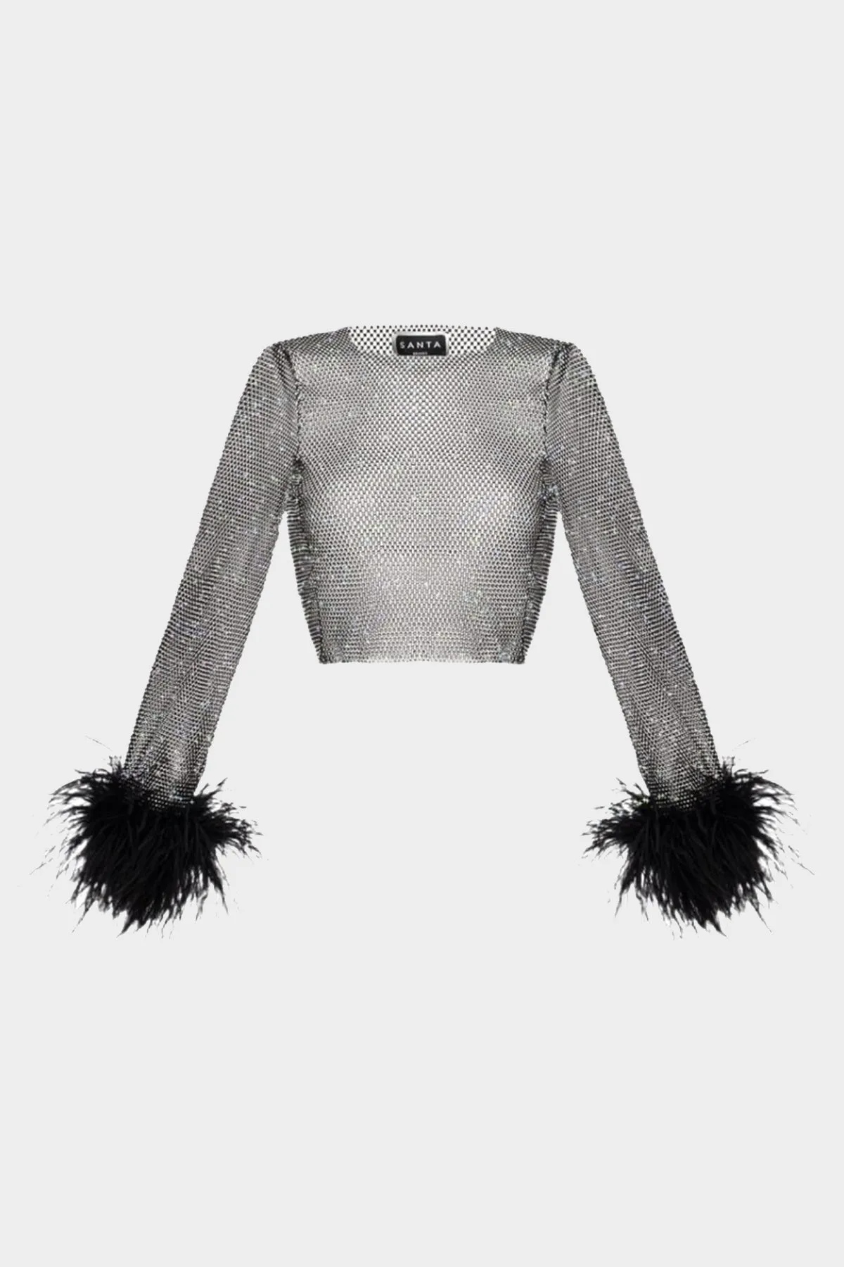 Black Multicolor Feathers Top
