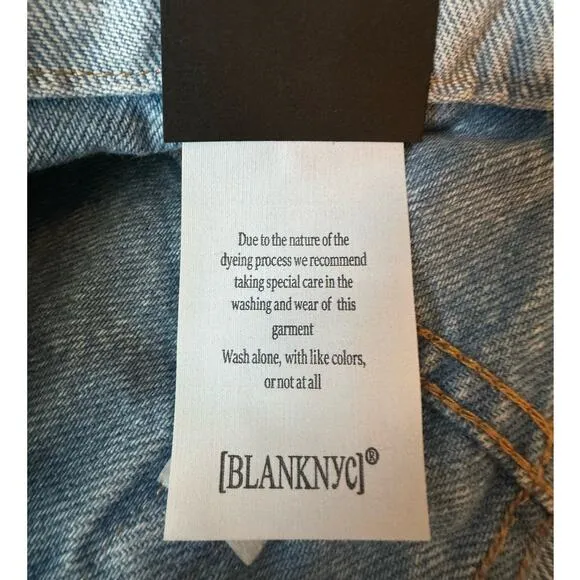 BLANK NYC NWT $88 Colorblock Nice Try Distressed Denim Skirt Blue Size 26
