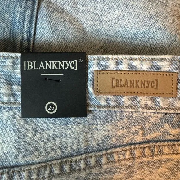 BLANK NYC NWT $88 Colorblock Nice Try Distressed Denim Skirt Blue Size 26