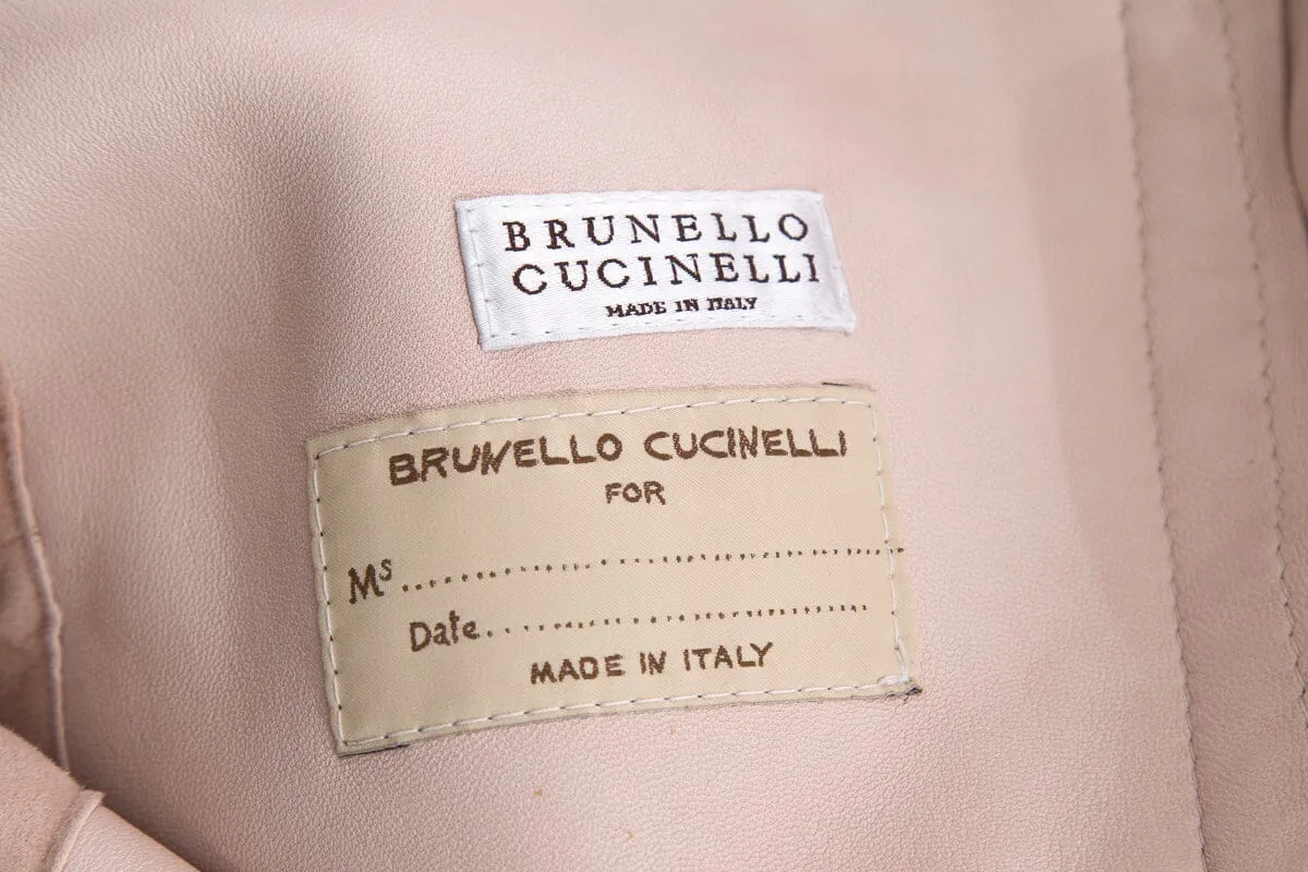 Brunello Cucinelli Blush Suede Zip Up Jacket SZ 38