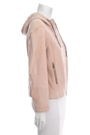 Brunello Cucinelli Blush Suede Zip Up Jacket SZ 38