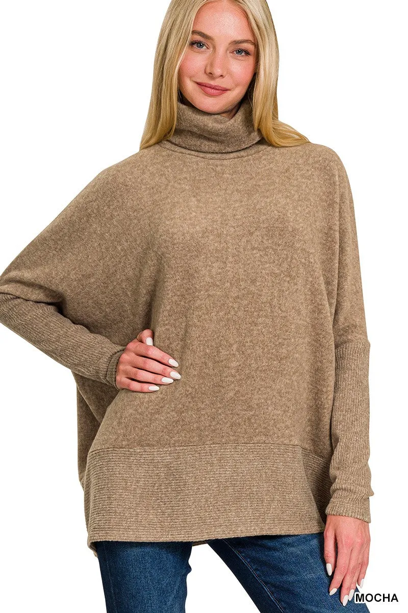 BRUSHED MELANGE HACCI TURTLENECK SWEATER