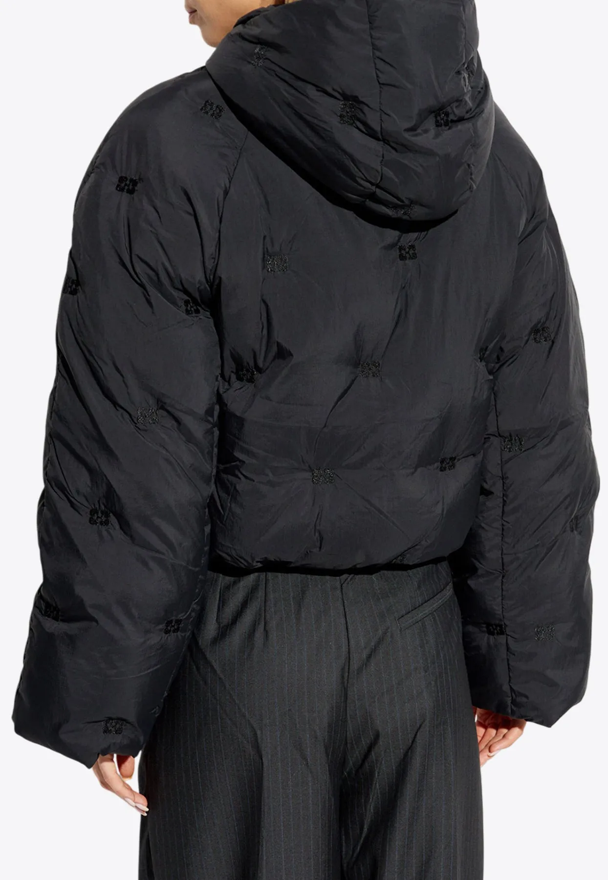 Butterfly Logo Short Puffer Jacket