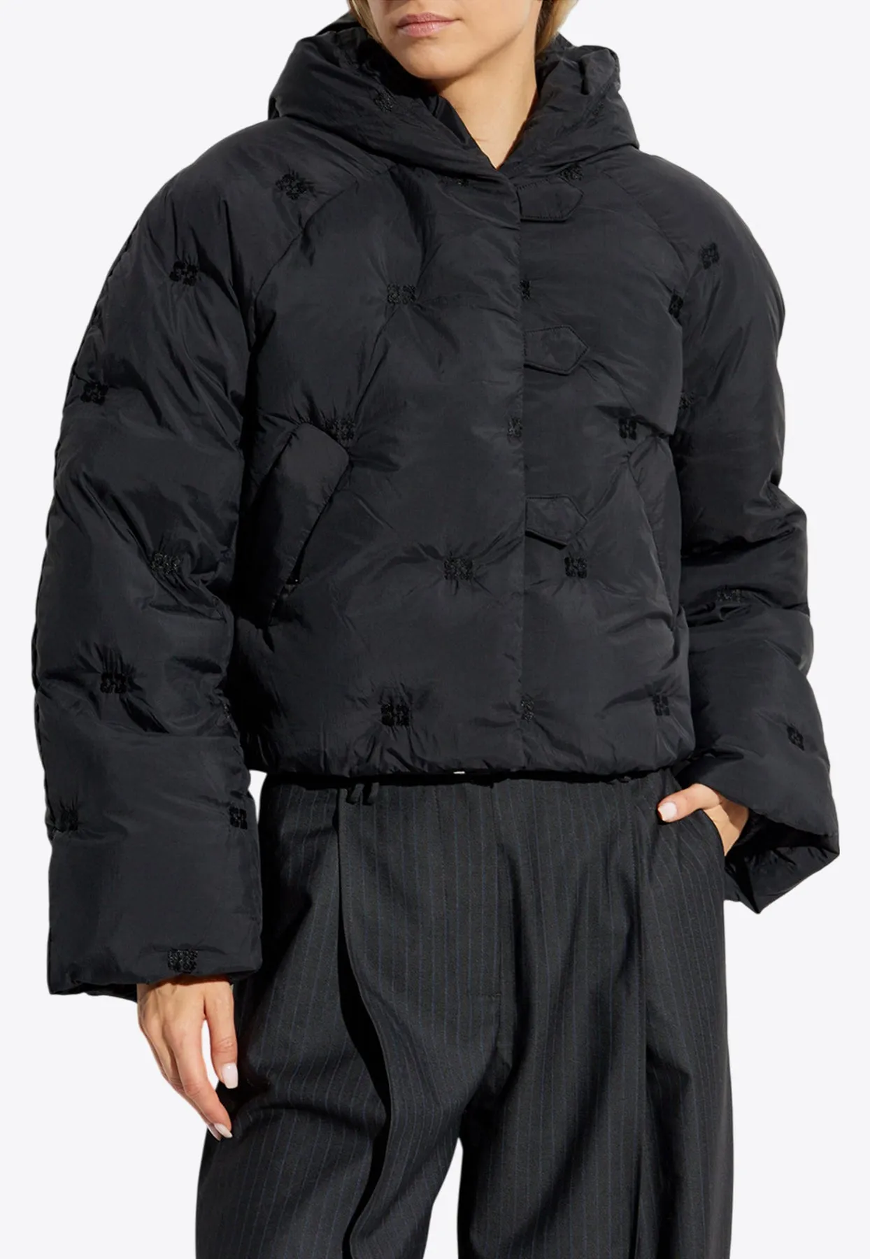 Butterfly Logo Short Puffer Jacket
