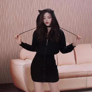 Cat Ears Hoodie Sweater Dress SD00252