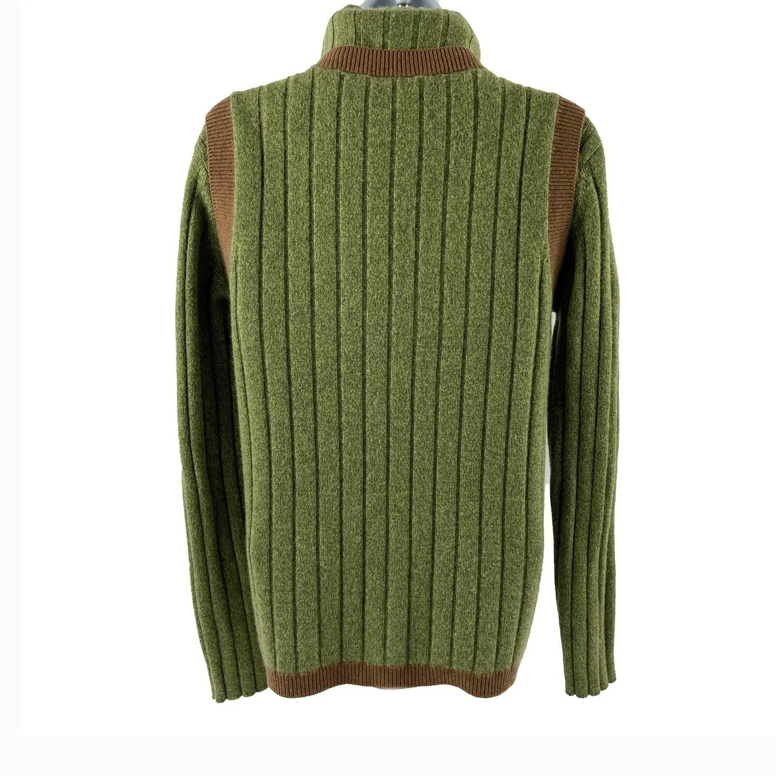 CHANEL 1997 Sweater Set Turtleneck / Vest - CC Green Ribbed Cashmere 42 US 10 97A