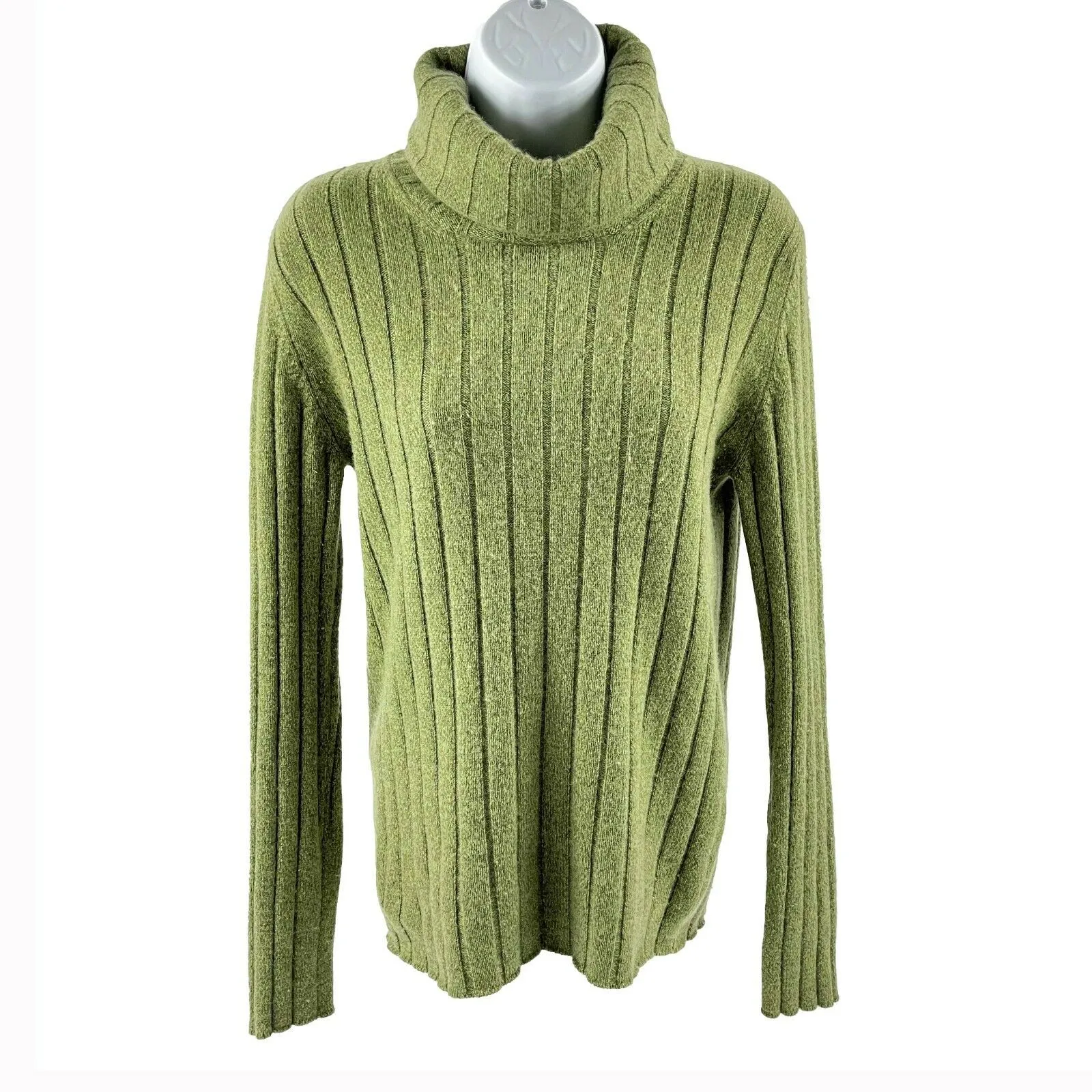 CHANEL 1997 Sweater Set Turtleneck / Vest - CC Green Ribbed Cashmere 42 US 10 97A
