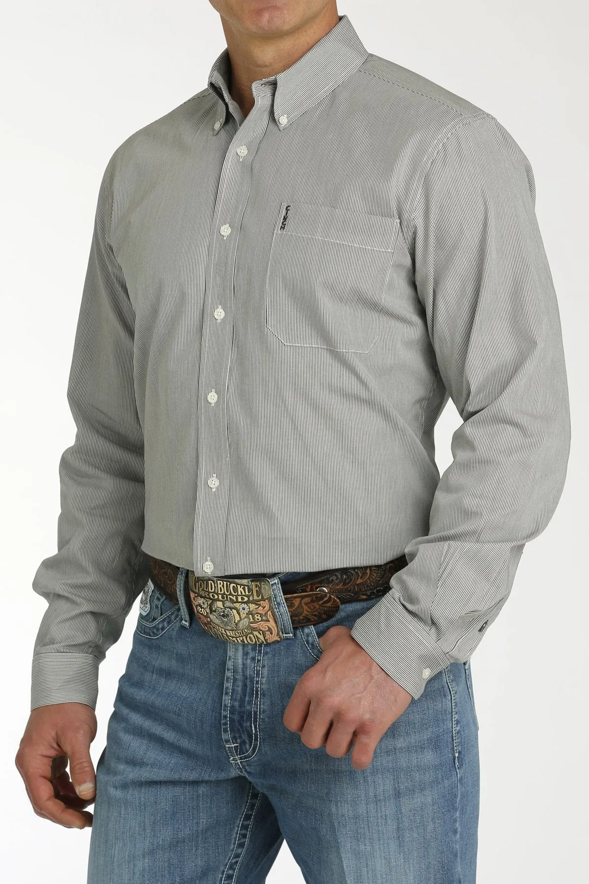 Cinch MNS Charc LS Stripe MTW1347102