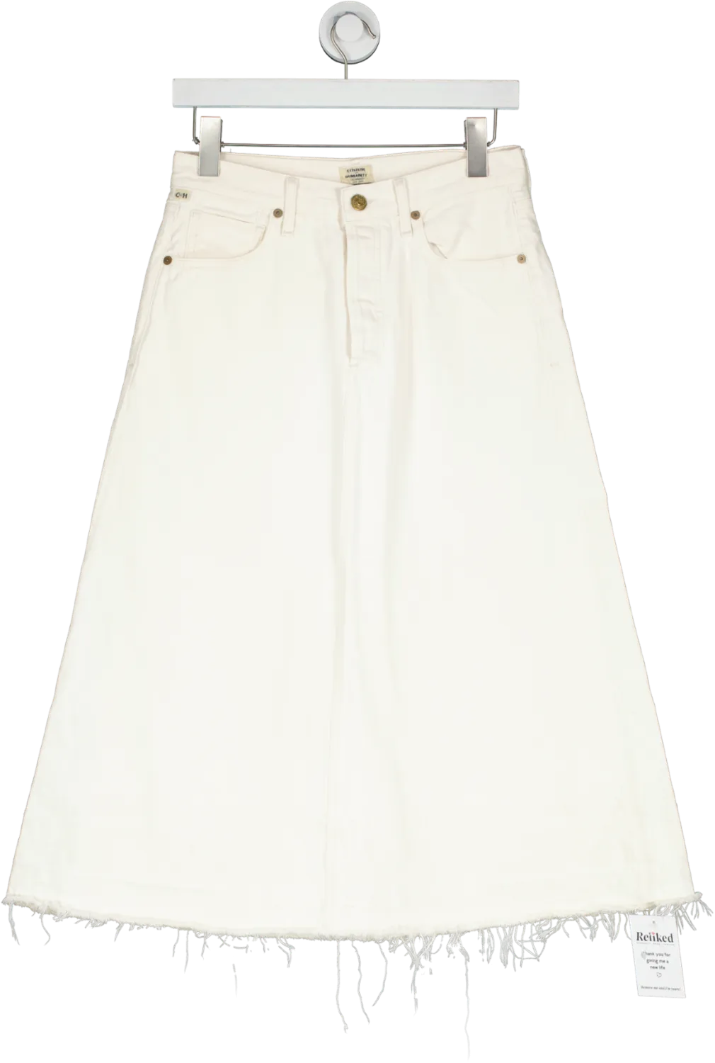Citizens of Humanity Cream Raw Hem Denim Skirt UK S