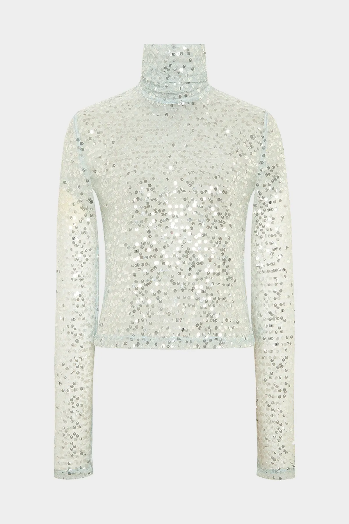 Cody Sequin Turtleneck Top in Light Blue