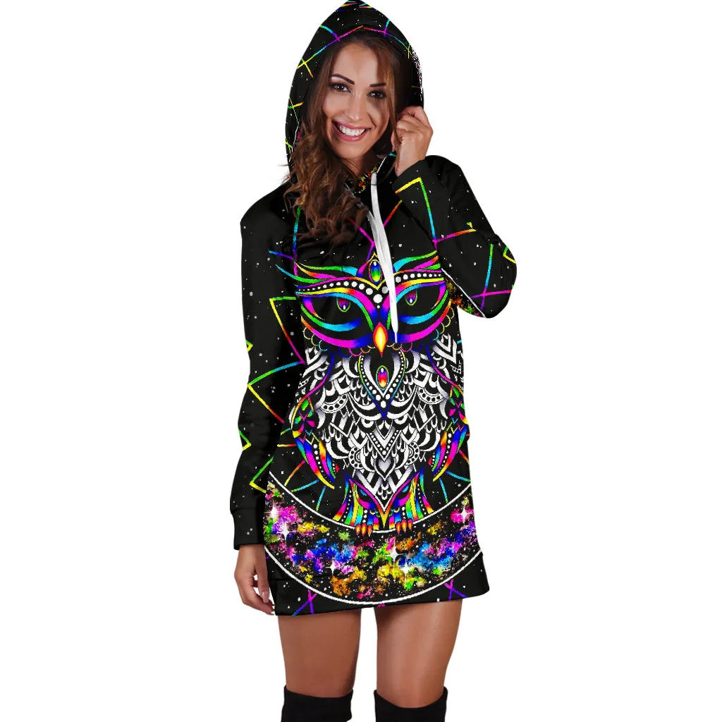 Colourful Owl - Hoodie Dress