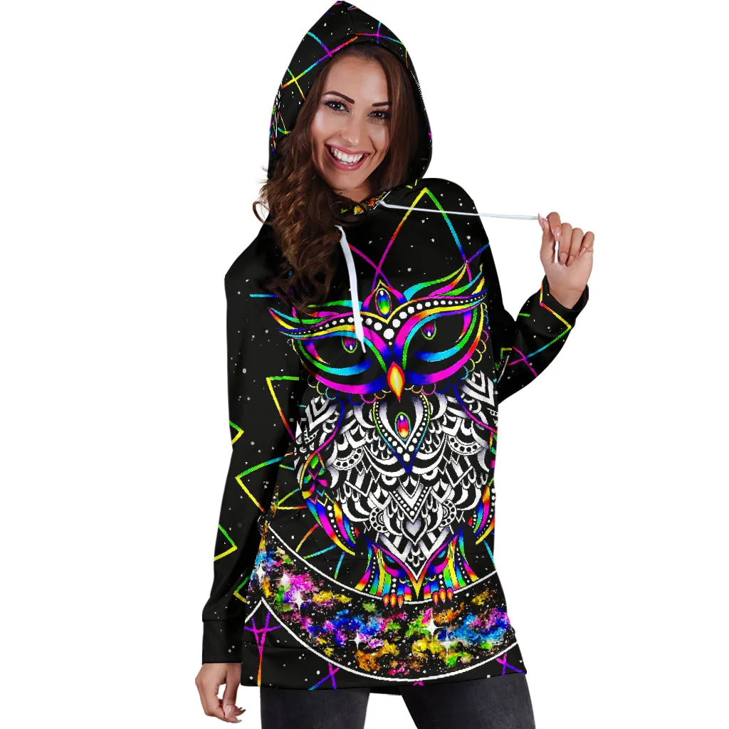 Colourful Owl - Hoodie Dress