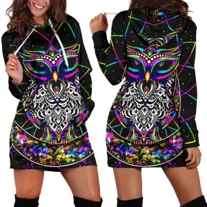 Colourful Owl - Hoodie Dress