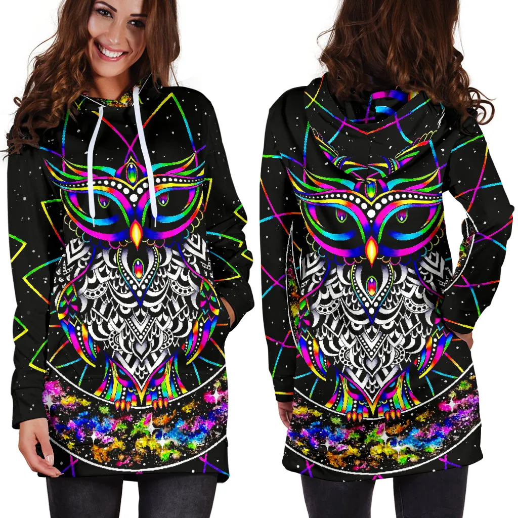 Colourful Owl - Hoodie Dress
