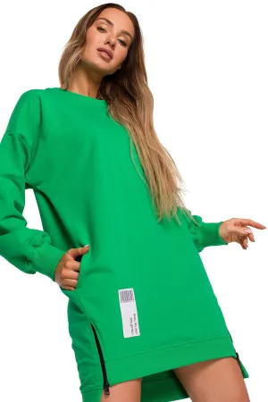 Contrasting Zip Long Sweatshirt Dress