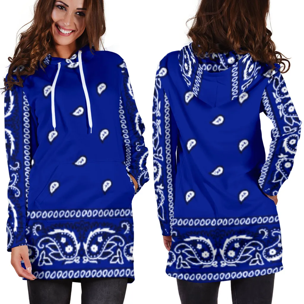 Crip Cuz Blue Bandana Hoodie Dress