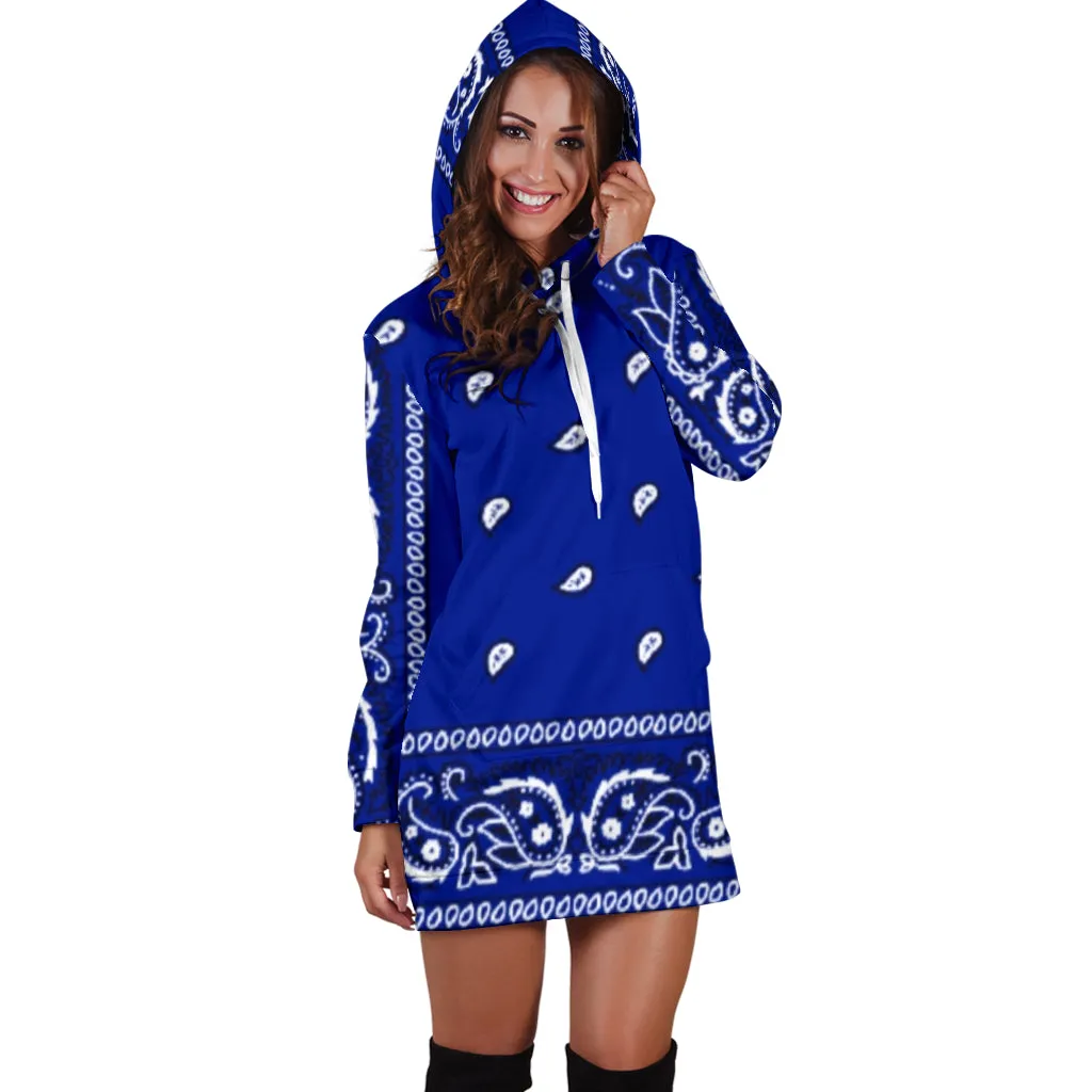 Crip Cuz Blue Bandana Hoodie Dress