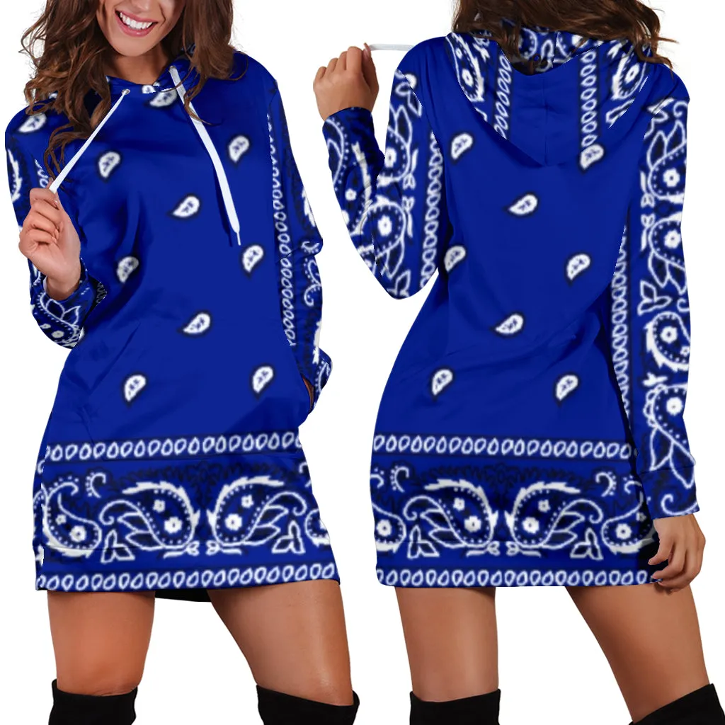 Crip Cuz Blue Bandana Hoodie Dress