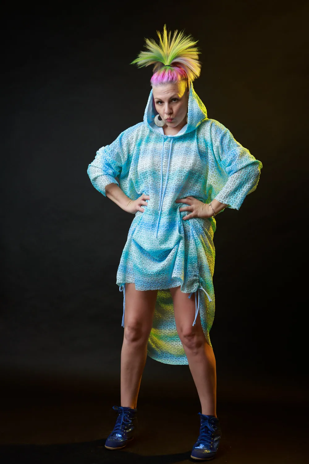 Cuddle Puddle Sweater Dress-Blue Cotton Candy