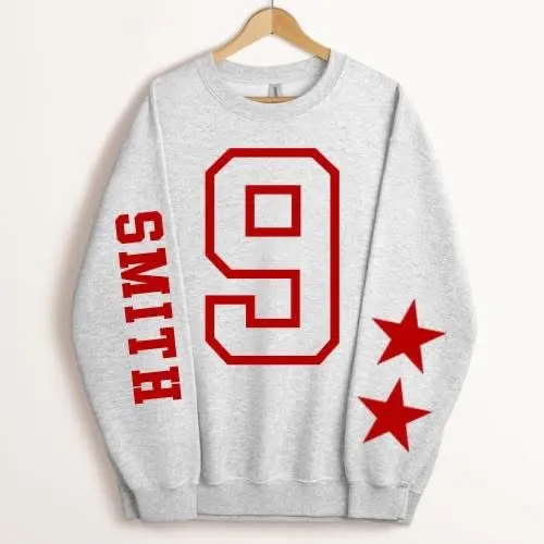 Customized Sleeve Star Sweatshirt - Red
