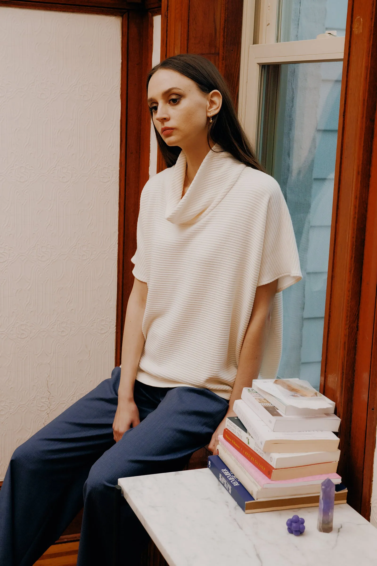 Dafne Cowl T-Neck - Cream