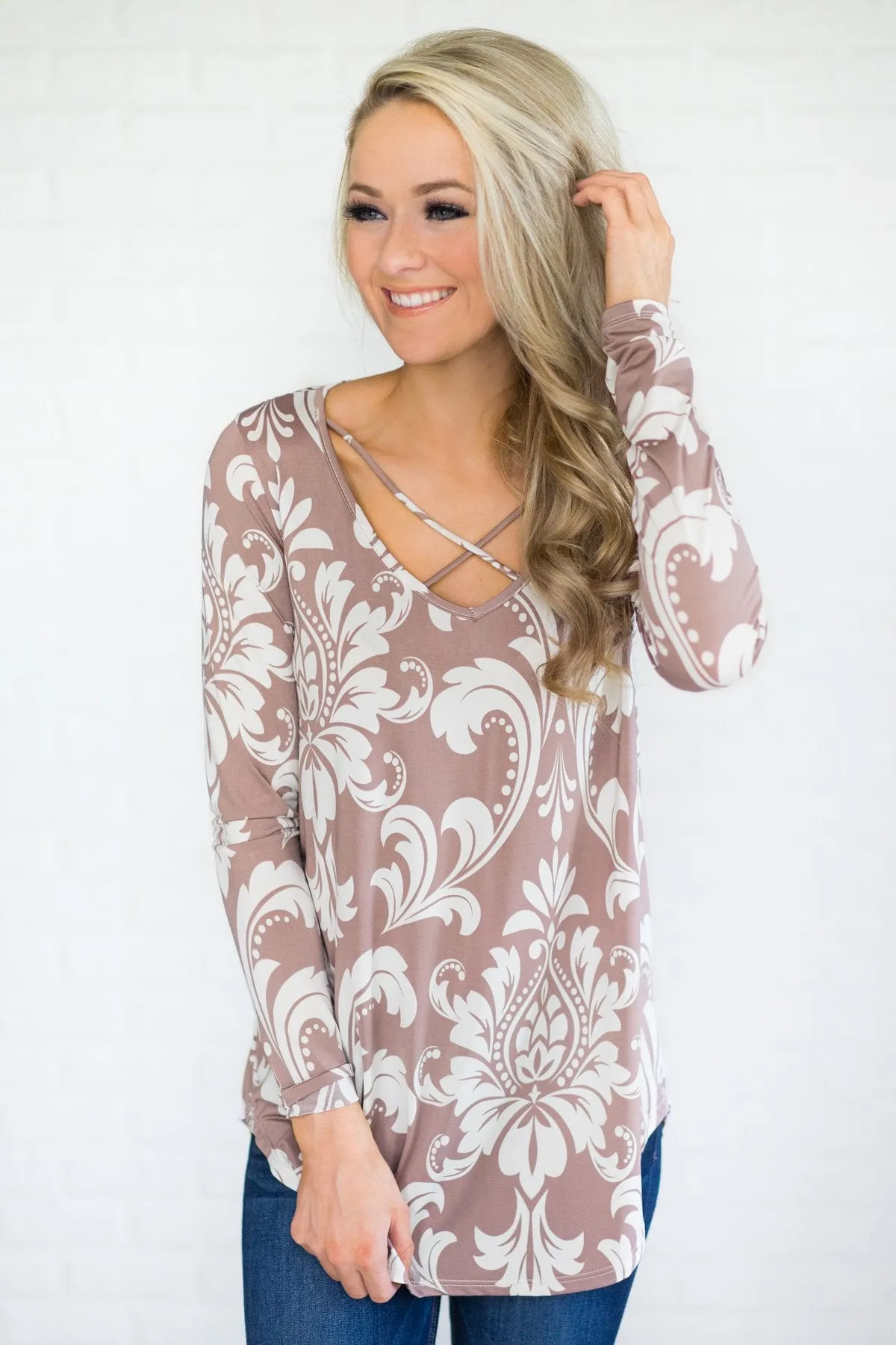 Damask Long Sleeve Top