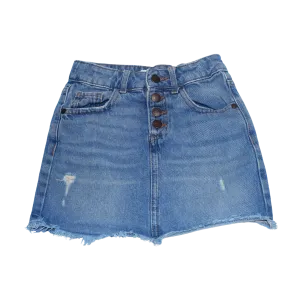 Denim Frayed Skirt