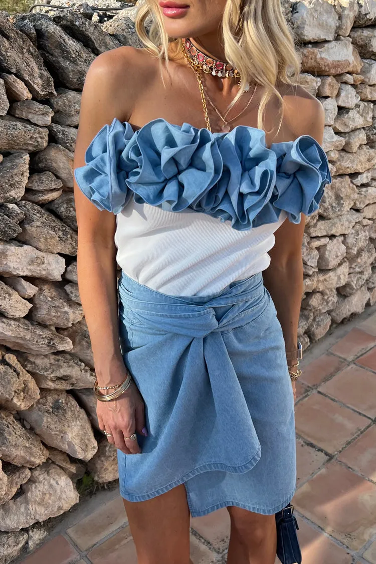 Denim Rose Crop Top