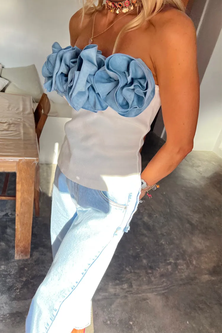 Denim Rose Crop Top