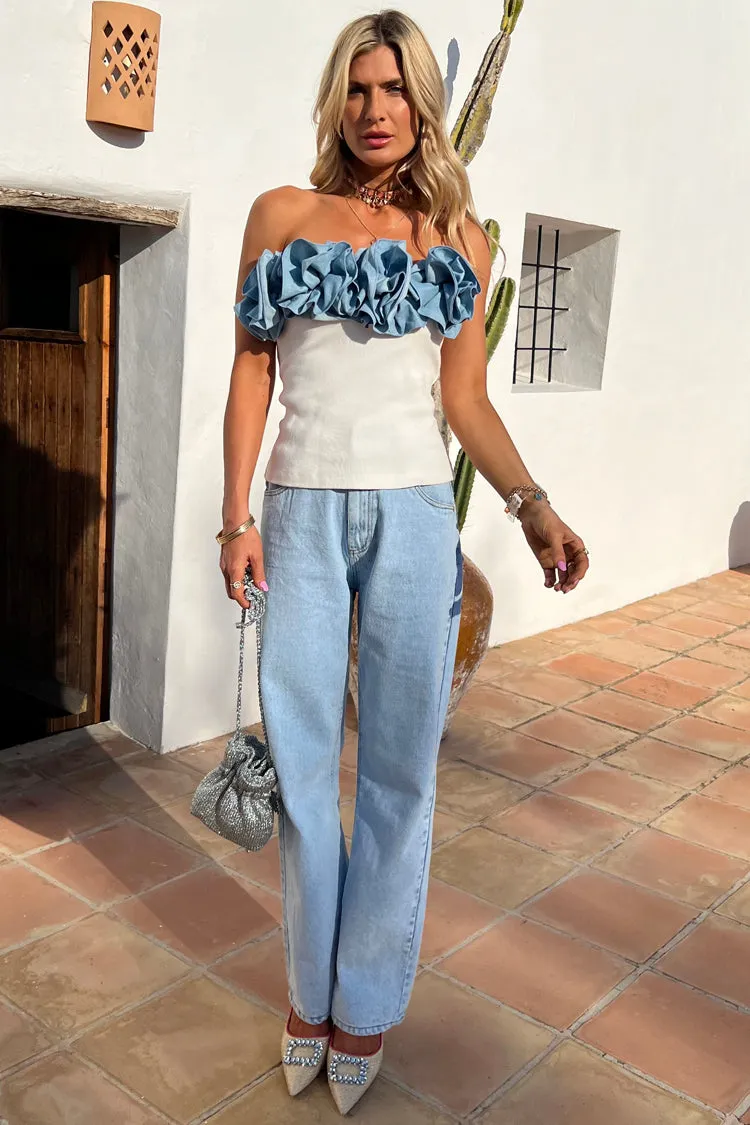 Denim Rose Crop Top