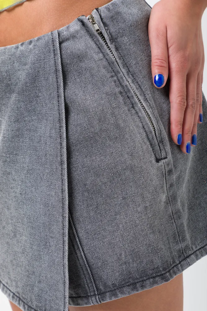 Denim Skort Dark Grey