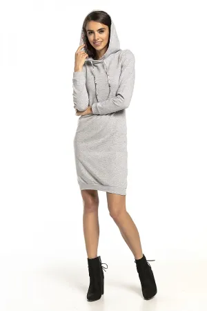 Elegant Hooded Dress with Pockets