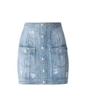 Embellished Denim Skirt