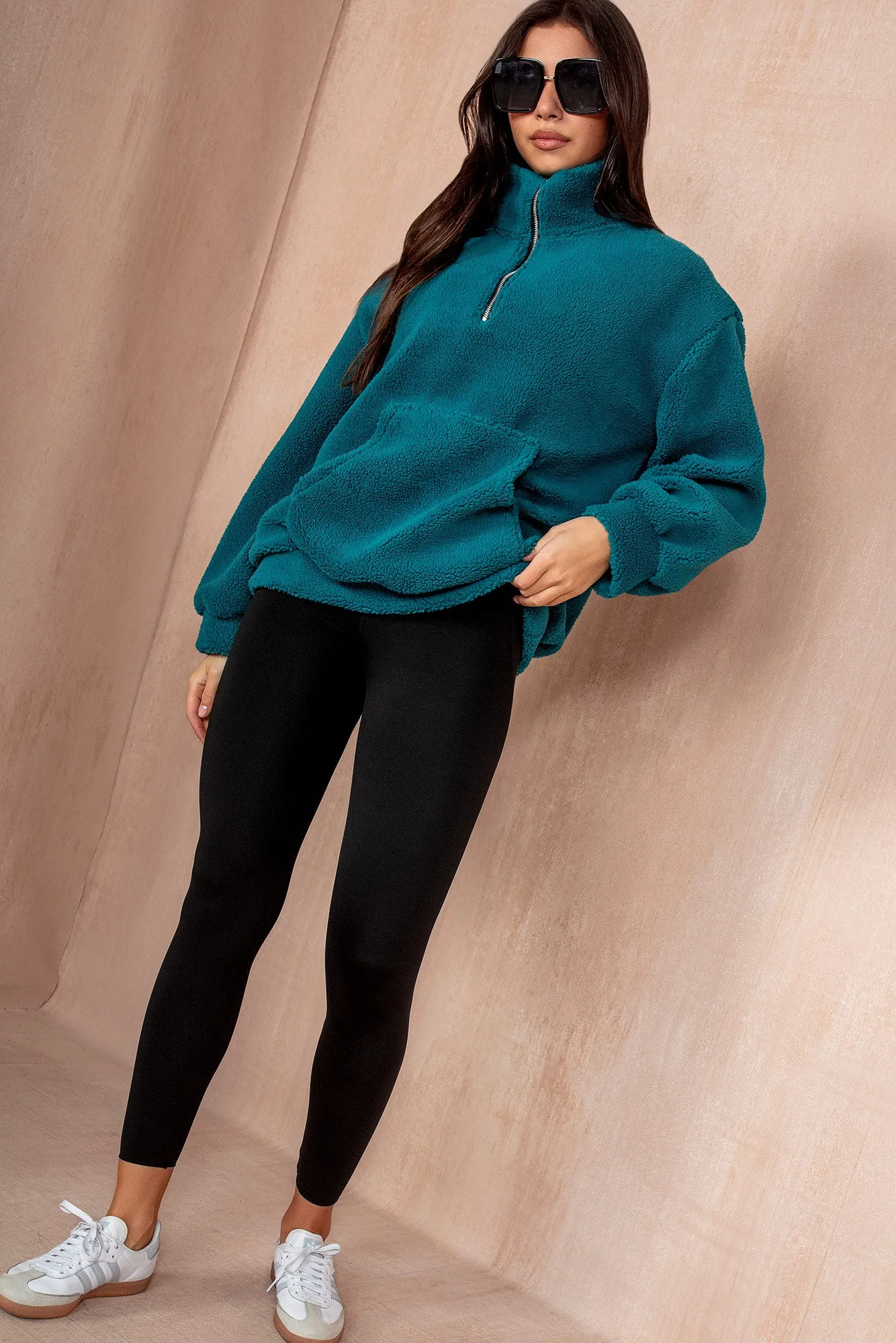 Emery Teal Teddy Half Zip