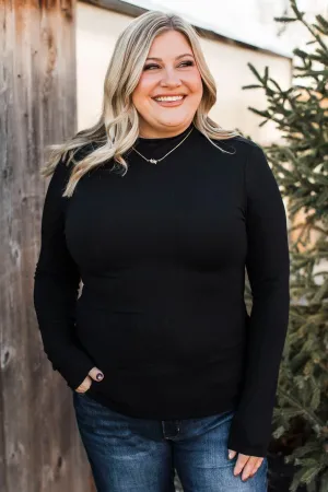 Feeling So Fine Turtleneck Top- Black