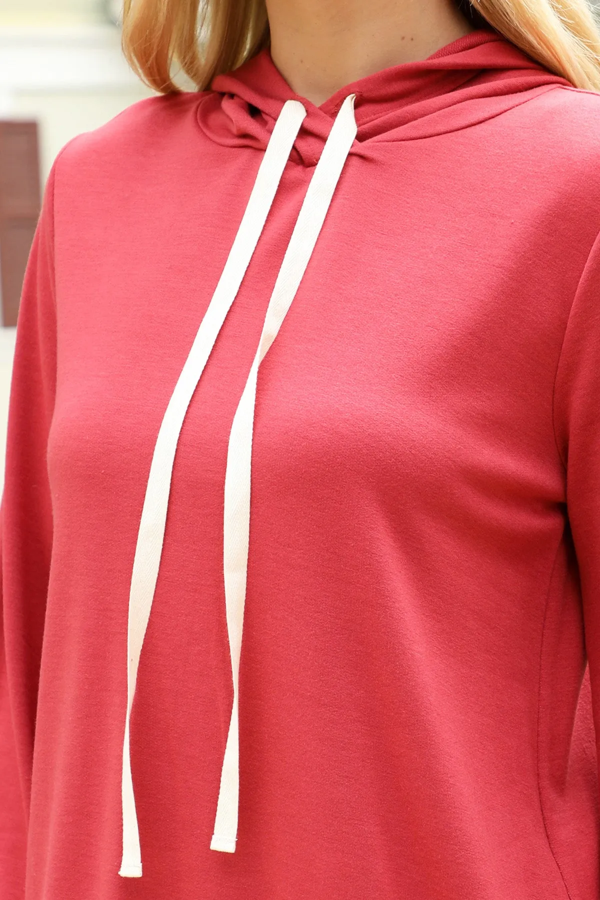 French Terry Long Puff Sleeve Hoodie Dress