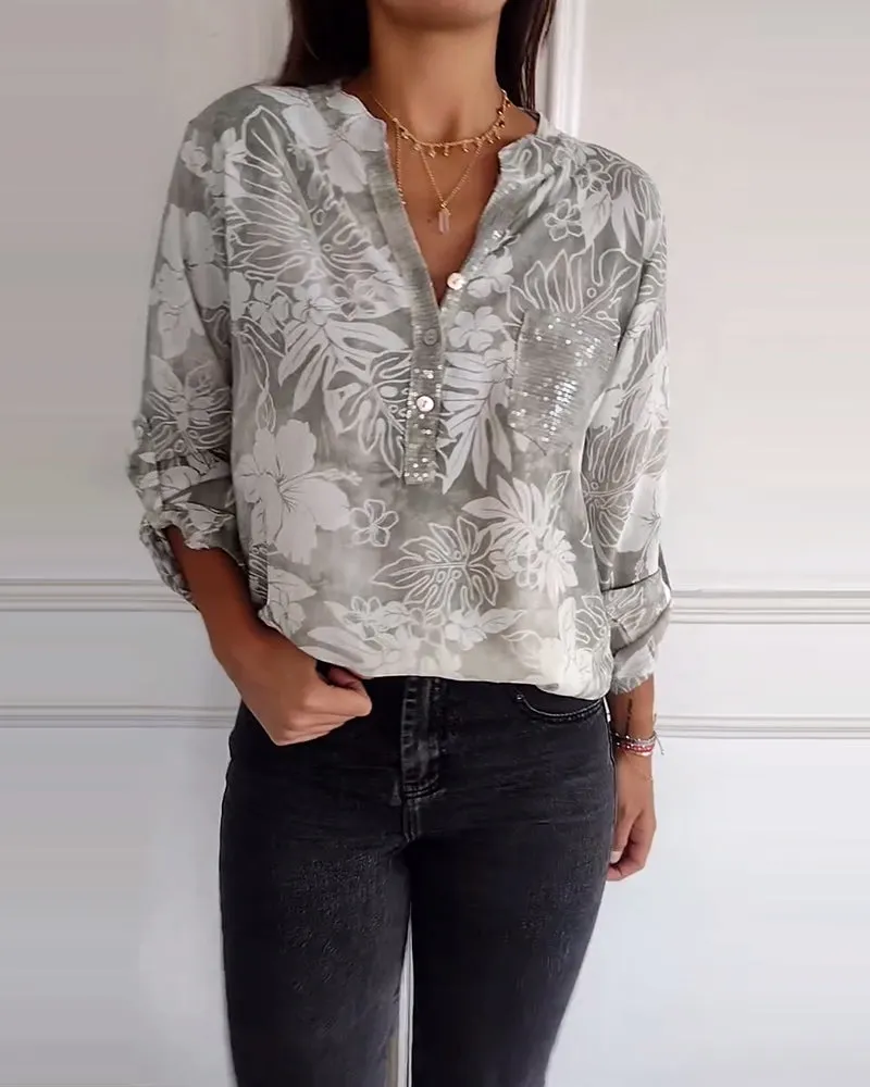 Geraldine® | Women's sweatshirt with heart print, long sleeves